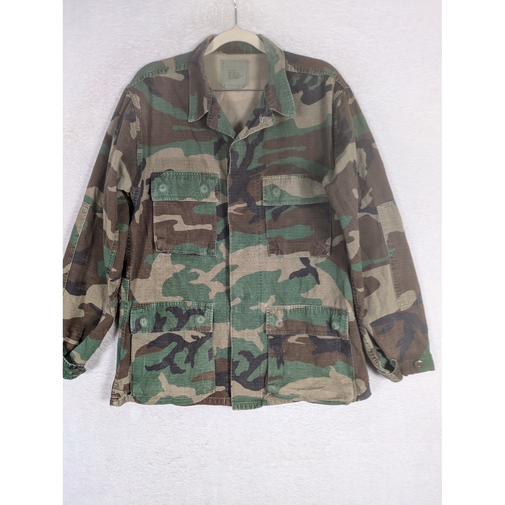US Military BDU Field Jacket Men's Small Regular Green Camo Woodland Ripstop